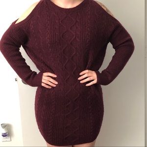 Express Burgundy Sweater Dress